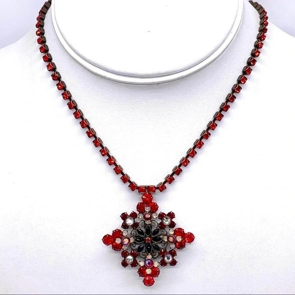 Sorrelli Red Crystal Snowfkake Pendant Necklace